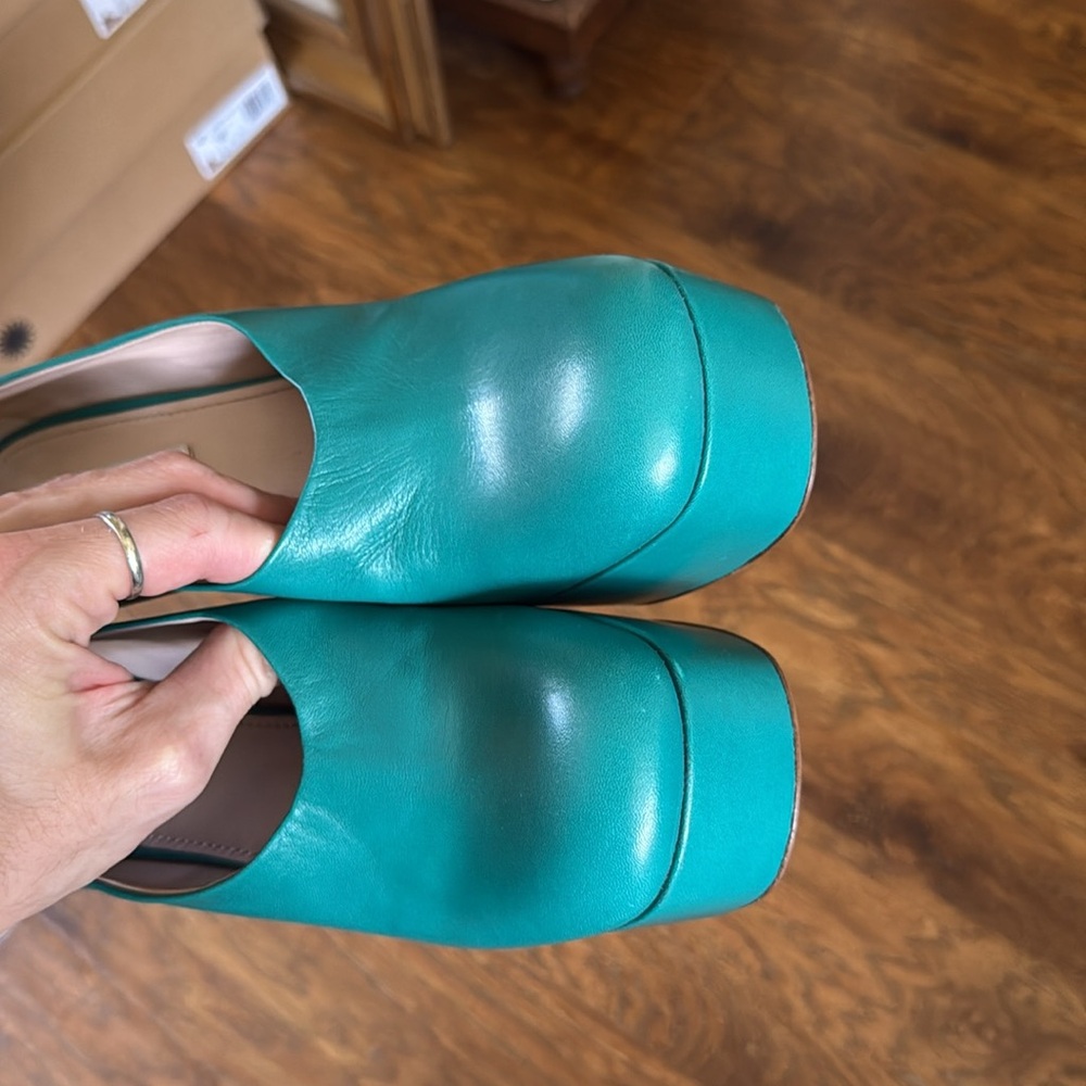 Miu Miu teal platform heels - Picture 5 of 15